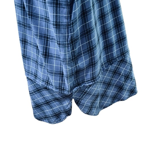 J. Jill Mixed Tartan Plaid Button Down Tunic Shirt 100% Cotton Blue Size XL - Picture 7 of 13